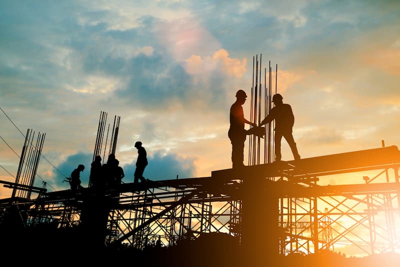 working at height with sunset in background