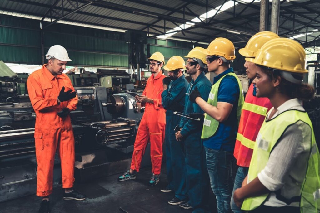 Engineers taking part in abrasive wheel training courses at Boss Training