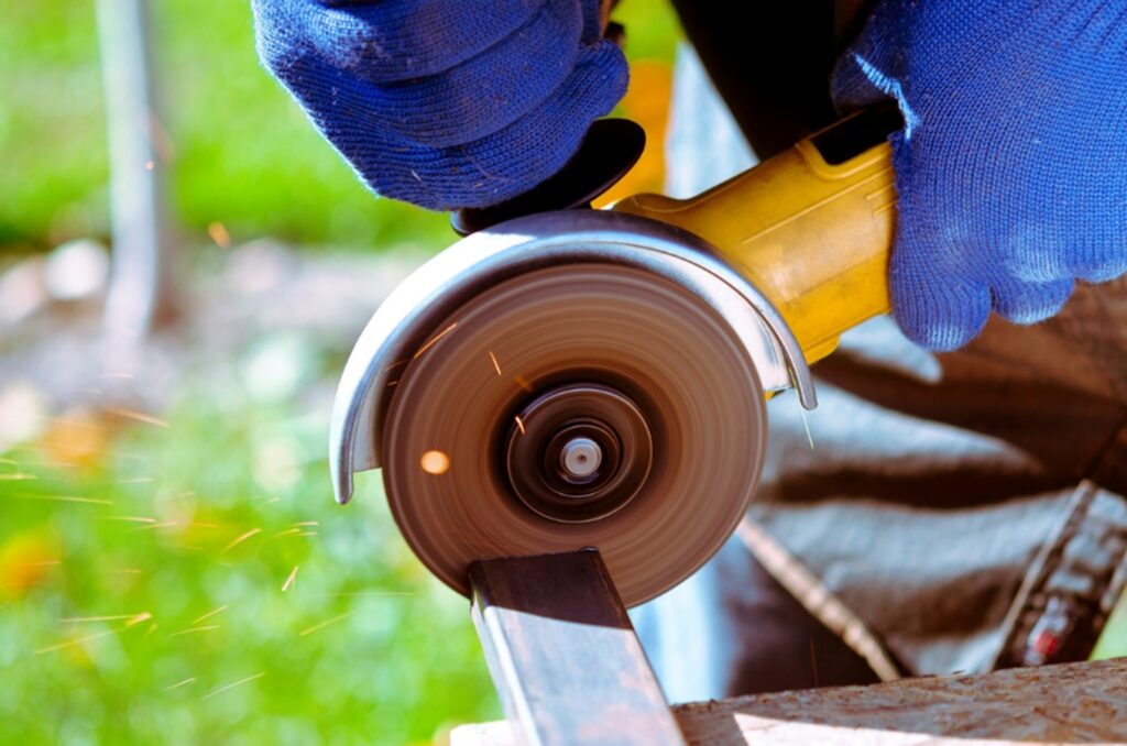 Close-up image of an abrasive wheel in motion