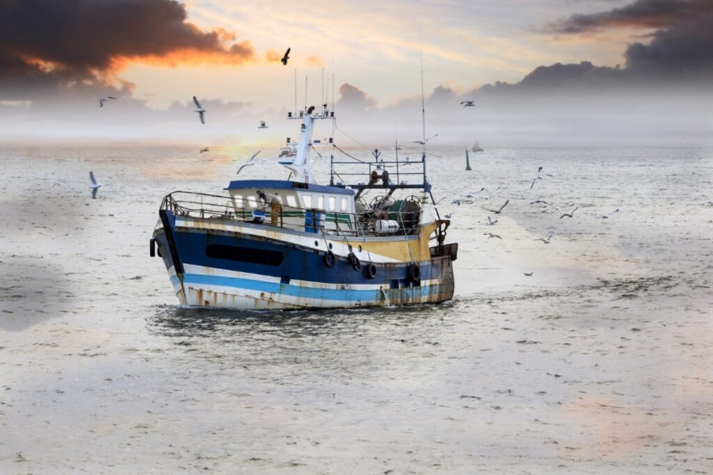 Fishing ship out at sea